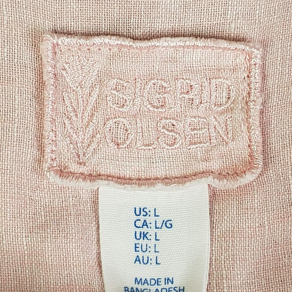 Sigrid Olsen Shirt Womens Size Large L Linen Long Sleeve Pink Button Up - Picture 5 of 7
